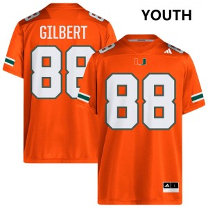 #88 Luka Gilbert Hurricanes Orange Youth Jerseys 2025 College Football 113246-376