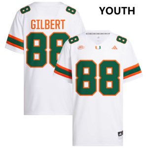 #88 Luka Gilbert UMiami White Youth Jersey Official College Football 939036-194