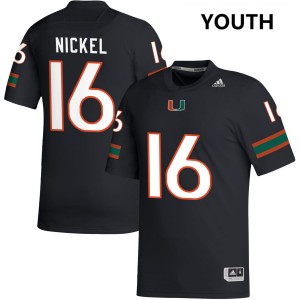 #16 Luke Nickel Miami Hurricanes Black Youth Jersey Embroidery College Football 827775-706