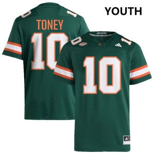 #10 Malachi Toney UMiami Green Youth Jerseys Player College Football 122097-903