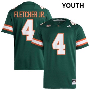 #4 Mark Fletcher Jr. Hurricanes Green Youth Jerseys University College Football 211018-469