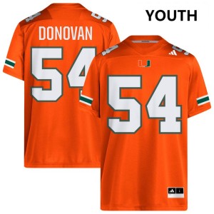 #54 Michael Donovan University of Miami Orange Youth Jersey Embroidery College Football 379425-498