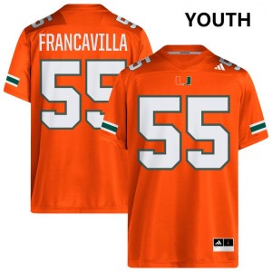 #55 Nino Francavilla University of Miami Orange Youth Jersey 2025-26 College Football 196158-544