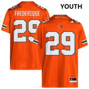 #29 OJ Frederique Jr. UMiami Orange Youth Jerseys 2025 College Football 704884-814