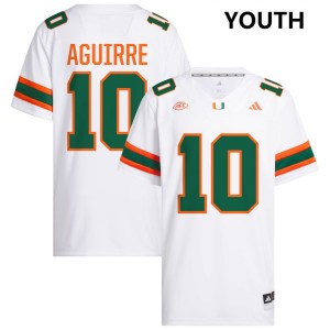 #10 Raul Aguirre Jr. UM White Youth Jersey Alumni College Football 913447-525