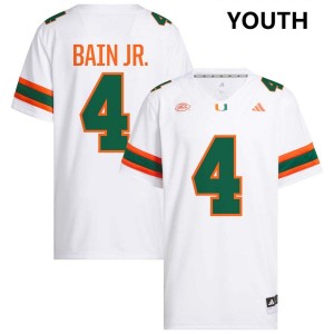 #4 Rueben Bain Jr. Miami White Youth Jersey Embroidery College Football 674875-519
