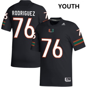 #76 Ryan Rodriguez University of Miami Black Youth Jersey Game College Football 539421-164