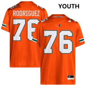 #76 Ryan Rodriguez Hurricanes Orange Youth Jersey Game College Football 306051-197
