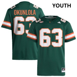 #63 Samson Okunlola Miami Hurricanes Green Youth Jersey Stitched College Football 344824-623
