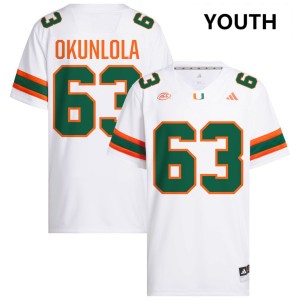 #63 Samson Okunlola UMiami White Youth Jerseys Game College Football 146882-707