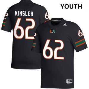 #62 Tommy Kinsler IV UMiami Black Youth Jerseys Game College Football 228196-558
