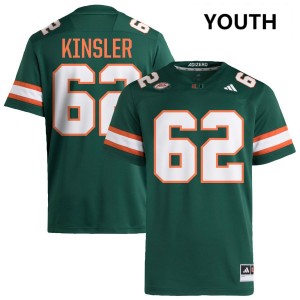 #62 Tommy Kinsler IV Miami Green Youth Jerseys Replica College Football 283827-761