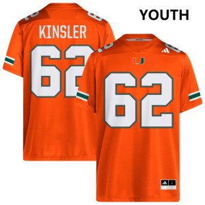 #62 Tommy Kinsler IV The U Orange Youth Jerseys NCAA College Football 805659-515