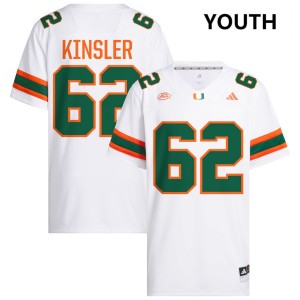#62 Tommy Kinsler IV Hurricanes White Youth Jerseys 2025 College Football 742314-920