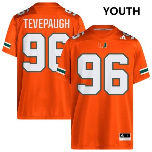 #96 Tucker Tevepaugh Miami Hurricanes Orange Youth Jersey Limited College Football 194289-216