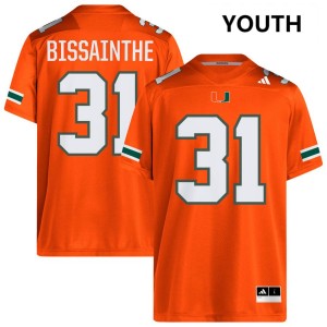 #31 Wesley Bissainthe UM Orange Youth Jersey Embroidery College Football 256534-288